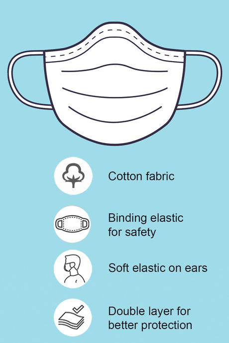 Zivame 2 Layer Printed Pleated Knit Cotton Face Mask Pack of 3 - Pink Navy Brown — image 3
