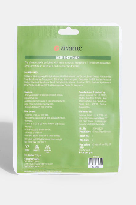 Zivame Anti Acne Neem Face Sheet Mask — image 2