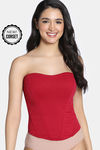 Zivame Short Slip Corset With Inbuilt Cups - Red — thumbnail 1