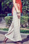 Zivame Extra Flared Geometric Printed Palazzo Pants with Belt- Mustard N White — thumbnail 2