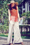 Zivame Extra Flared Geometric Printed Palazzo Pants with Belt- Mustard N White — thumbnail 3