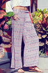 Zivame Extra Flared Geometric Printed Palazzo Pants with Belt- Red n Blue — thumbnail 2