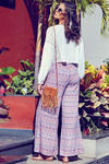 Zivame Extra Flared Geometric Printed Palazzo Pants with Belt- Red n Blue — thumbnail 3
