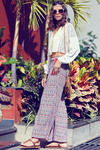 Zivame Extra Flared Geometric Printed Palazzo Pants with Belt- Red n Blue — thumbnail 4