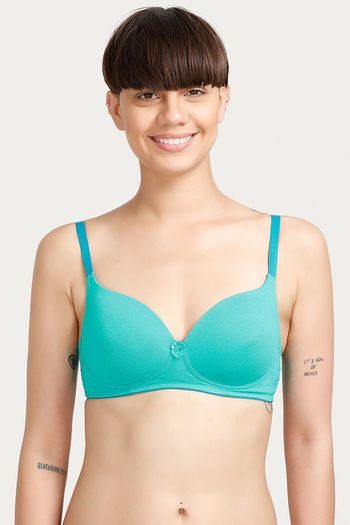 model image of Zivame Padded Non Wired 3/4th Coverage T-Shirt Bra-Green