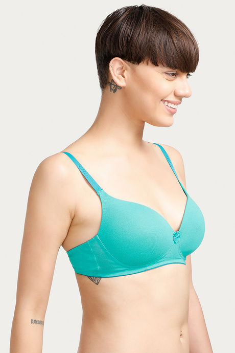 Zivame Padded Non Wired 3/4th Coverage T-Shirt Bra-Green — image 2
