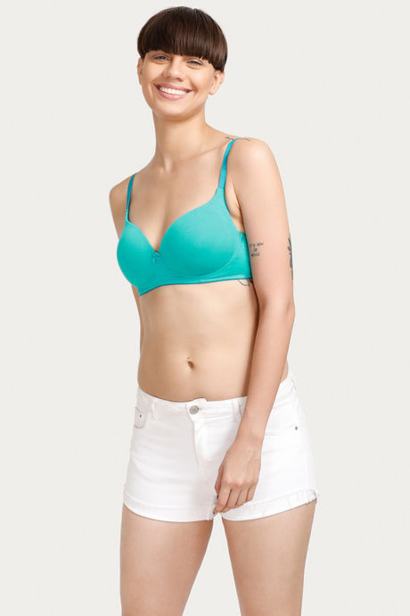 Zivame Padded Non Wired 3/4th Coverage T-Shirt Bra-Green — image 4