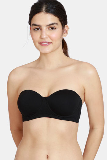 model image of Zivame Padded Wired 3/4th Coverage Strapless Bra-Black