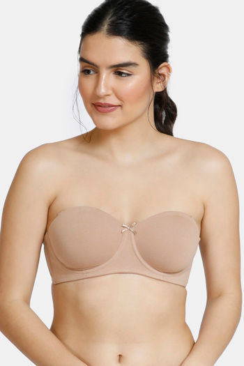 model image of Zivame Padded Wired 3/4th Coverage Strapless Bra - Skin