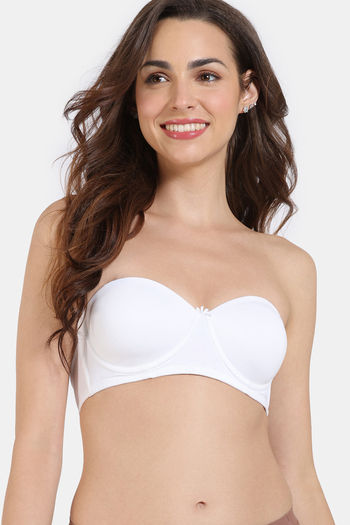 model image of Zivame Padded Wired 3/4th Coverage Strapless Bra-White