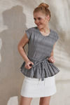 Zephyr Boxy Peplum Top- Grey — thumbnail 5