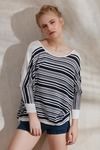 Zephyr Striped Flat Knit Top- Navy N White — thumbnail 2