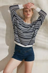 Zephyr Striped Flat Knit Top- Navy N White — thumbnail 5