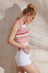 Zephyr Flatknit Halter Top- Pink N White — thumbnail 3