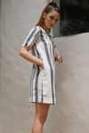 Zephyr Striped Shift Dress - White N Navy — thumbnail 2