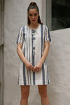Zephyr Striped Shift Dress - White N Navy — thumbnail 4