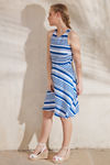 Zephyr Stripe Skater Dress- White N Blue — thumbnail 3