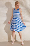 Zephyr Stripe Skater Dress- White N Blue — thumbnail 5