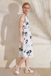 Zephyr Printed Flared Dress- White — thumbnail 3