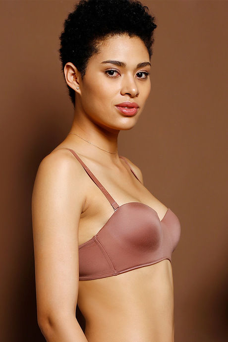 Zivame Padded Wired 3/4th Coverage Strapless Bra-Brown — image 4