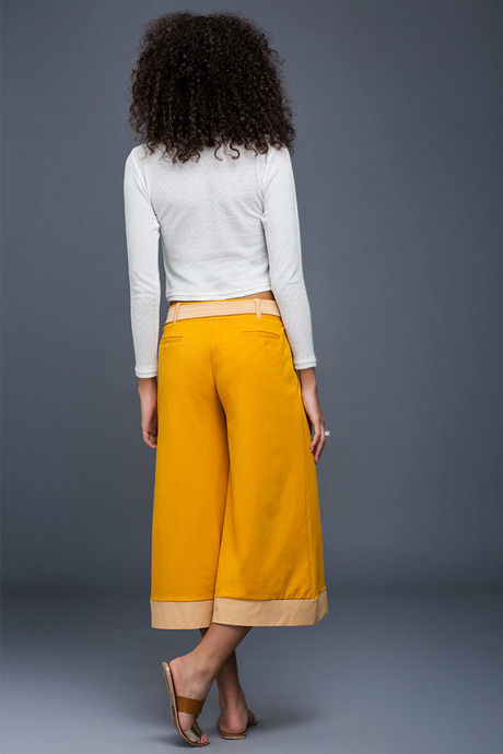 Zivame Extra Flared Fit Culotte Pant-Yellow — image 2