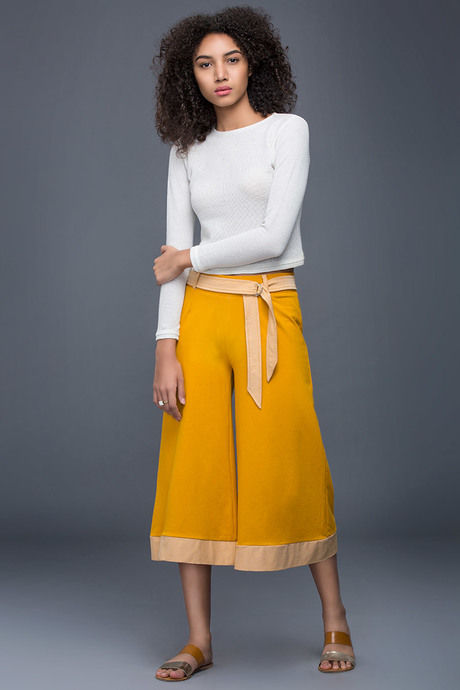 Zivame Extra Flared Fit Culotte Pant-Yellow — image 3