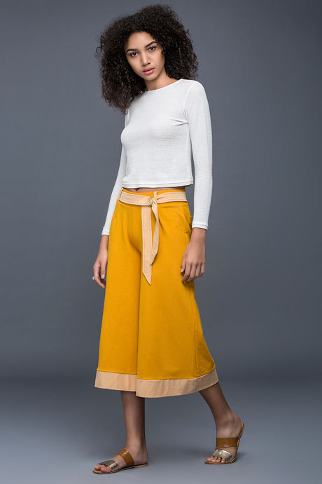 Zivame Extra Flared Fit Culotte Pant-Yellow — image 4