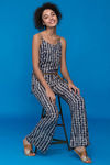 Zivame Aztec Print Jumpsuit With Barely Boot Fit- Navy — thumbnail 5