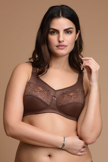 model image of Zivame True Curv Lightly Lined Non Wired Full Coverage Super Support Bra - Nutmeg Brown