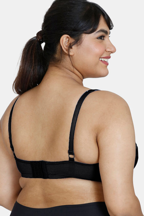 Zivame True Curv Single Layered Non Wired Full Coverage Super Support Bra - Jet Black — image 2