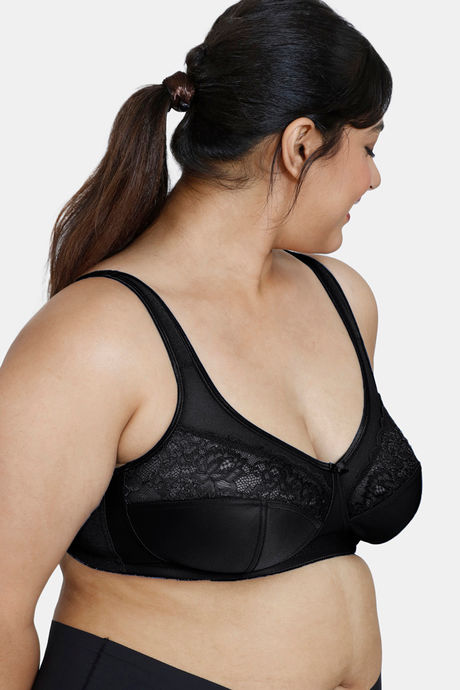 Zivame True Curv Single Layered Non Wired Full Coverage Super Support Bra - Jet Black — image 3