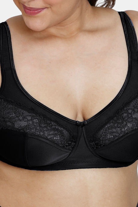 Zivame True Curv Single Layered Non Wired Full Coverage Super Support Bra - Jet Black — image 4