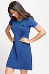 Zivame Cotton Cozzies Sleep Short Dress- Navy — thumbnail 3