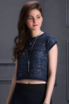 Zivame Summer Shimmer Crop Top-Navy — thumbnail 2