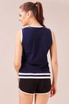 Zivame Cotton Box Fit Varsity Top- Navy — thumbnail 2