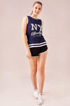 Zivame Cotton Box Fit Varsity Top- Navy — thumbnail 5