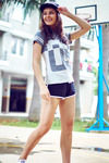 Zivame Varsity Patch Work Box Fit Tee-Grey White — thumbnail 3