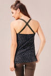 Zivame Cotton Rich A Line Criss Cross Back Tank Top-Black — thumbnail 2
