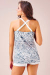 Zivame Cotton Rich A Line Criss Cross Back Tank Top-Blue White — thumbnail 2