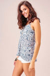 Zivame Cotton Rich A Line Criss Cross Back Tank Top-Blue White — thumbnail 3