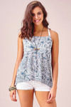Zivame Cotton Rich A Line Criss Cross Back Tank Top-Blue White — thumbnail 5