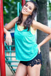 Zivame Cotton Rich A Line Fit Racerback Tank Top-Blue N Green — thumbnail 2