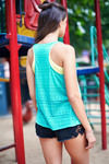 Zivame Cotton Rich A Line Fit Racerback Tank Top-Blue N Green — thumbnail 3