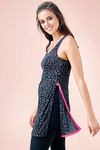 Zivame Cotton Rich Flared Fit Burnout Tank Top- Black — thumbnail 2