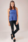 Zivame Cotton Rich Flared Fit Burnout Racerback Tank Top- Blue — thumbnail 3