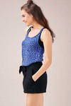 Zivame Layered and Abstract Print Racer Back Top- Blue n Black — thumbnail 3