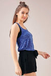 Zivame Layered and Abstract Print Racer Back Top- Blue n Black — thumbnail 5