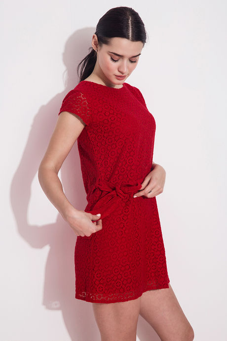 Zivame Hot Red Swoon-light Lace Midi Skater Dress — image 2