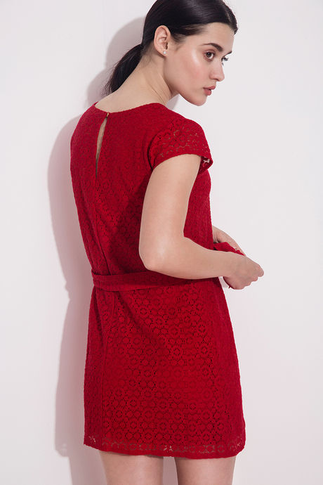 Zivame Hot Red Swoon-light Lace Midi Skater Dress — image 3