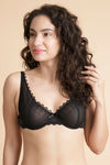 Zivame Tropical Lace Double Layered Wired 3/4th Coverage Lace Bra-Black — thumbnail 4